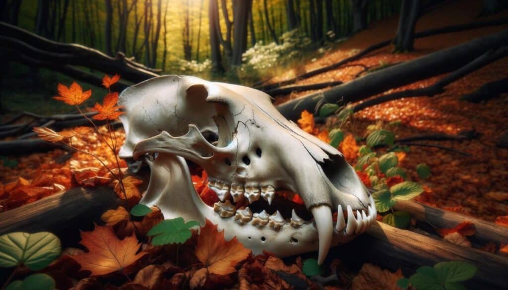 Bear Skull surrounded by Leafs